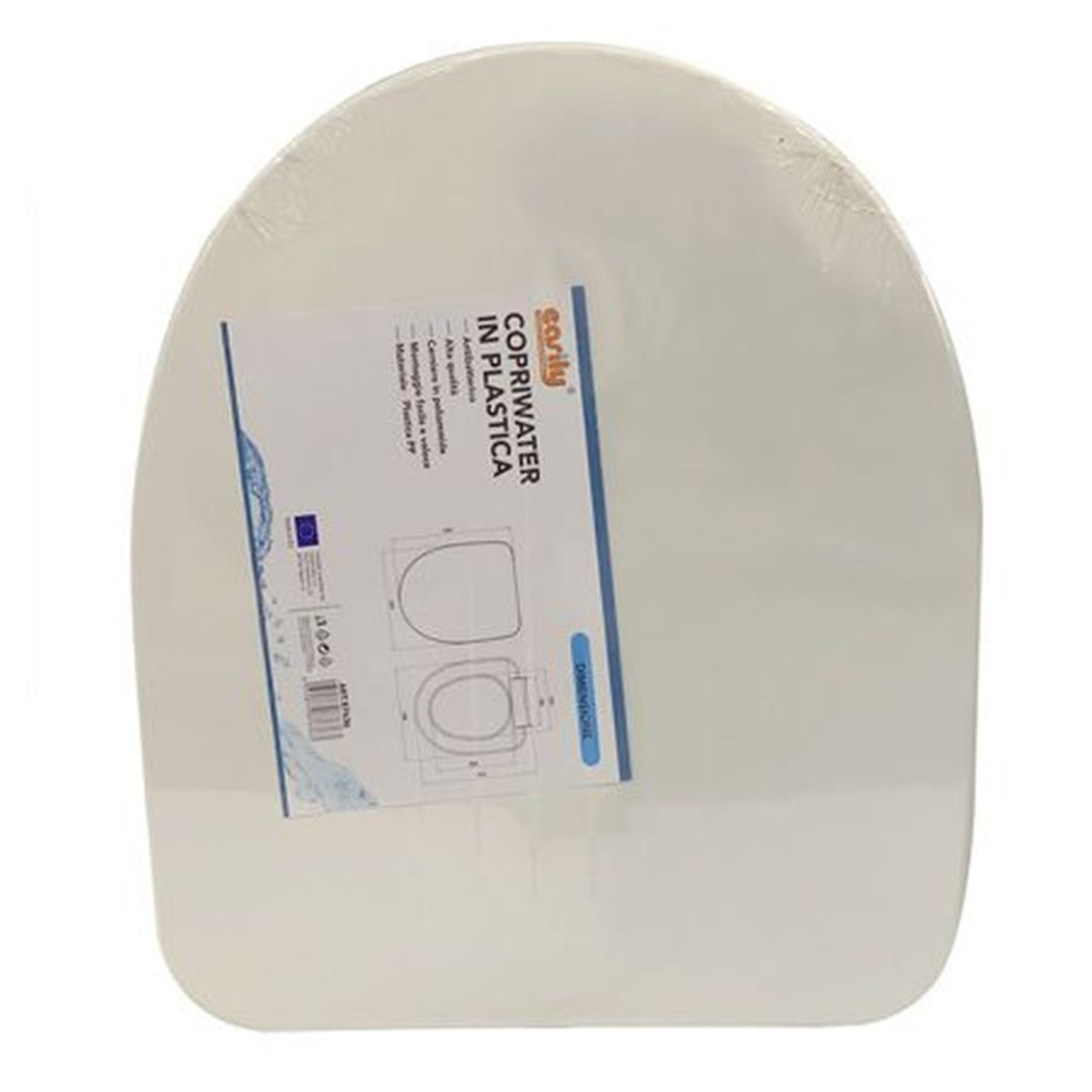 foto del prodotto trade shop copriwater sedile coprivaso wc tavoletta da bagno in plastica iris bianco 87636 