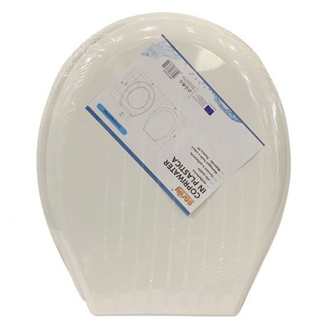 foto del prodotto trade shop copriwater sedile wc coprivaso in plastica tavoletta da bagno lilia bianco 87639 