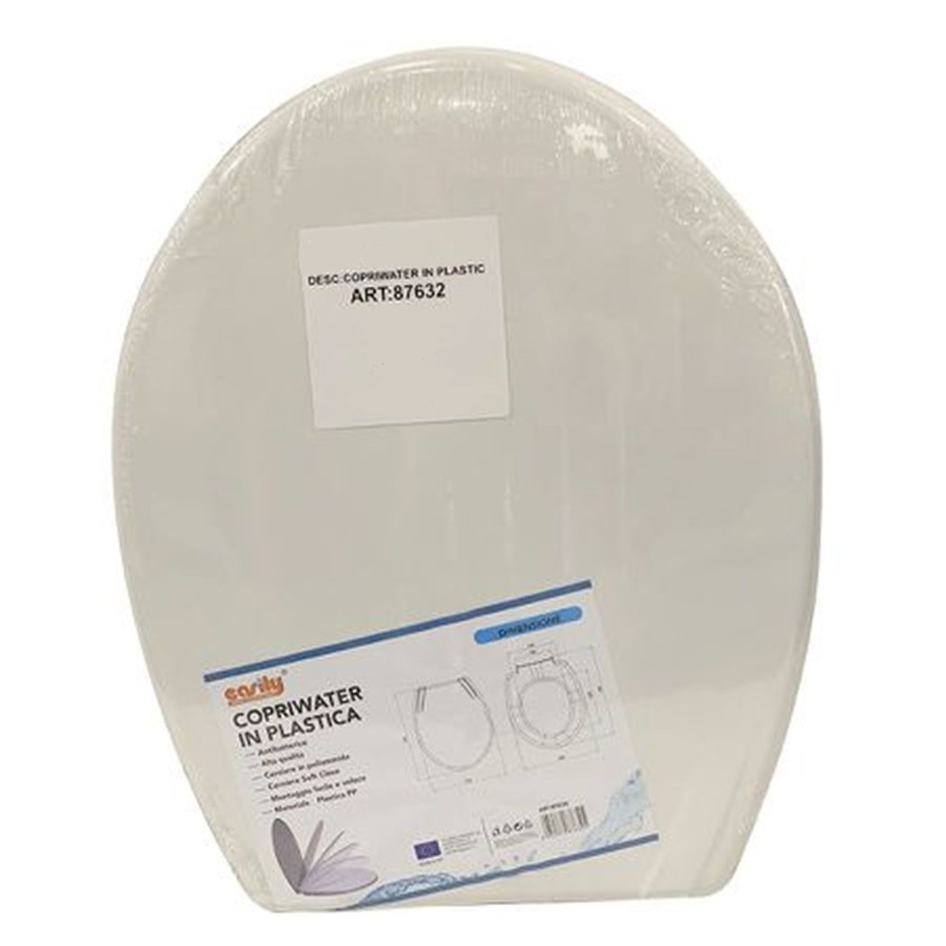 foto del prodotto trade shop copriwater sedile wc water bagno in plastica magnolia soft close bianco 87632 