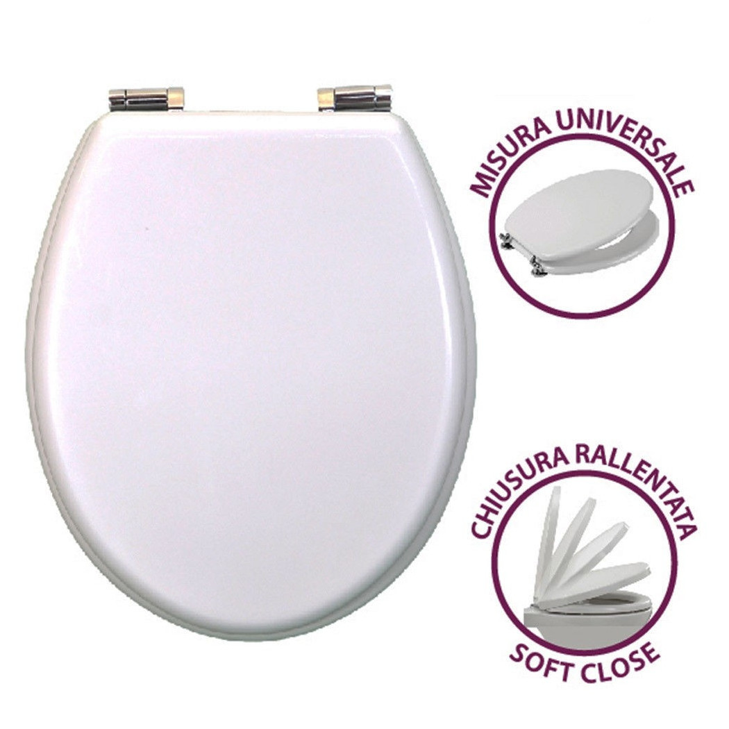 foto del prodotto trade shop - copriwater universale in legno mdf chiusura rallentata soft close laccato bianco - 3,5