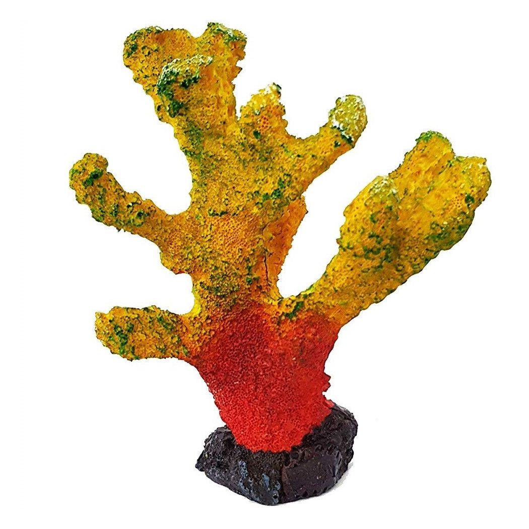 foto del prodotto trade shop corallo in resina ornamento per acquario giallo arancione 13x6x16 cm sottomarino 