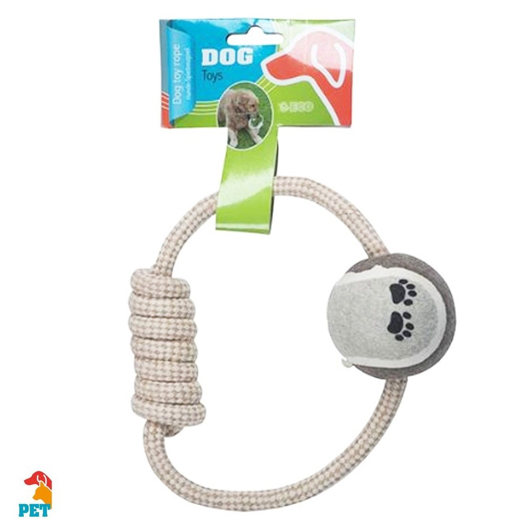 foto del prodotto trade shop corda e palla giocattolo per cane in cotone dog toy rope accessori animali 