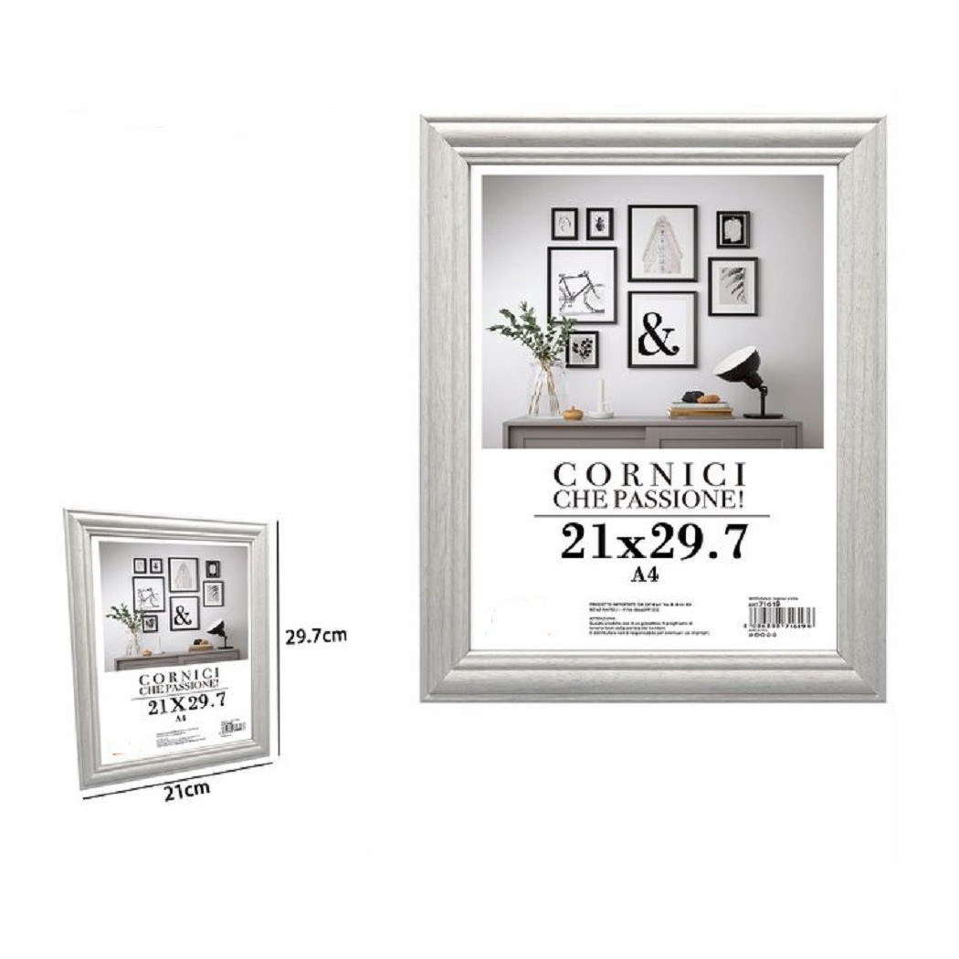 foto del prodotto trade shop cornice fotografie quadri tele poster portafoto 21 x 29.7cm modello silver 71619 