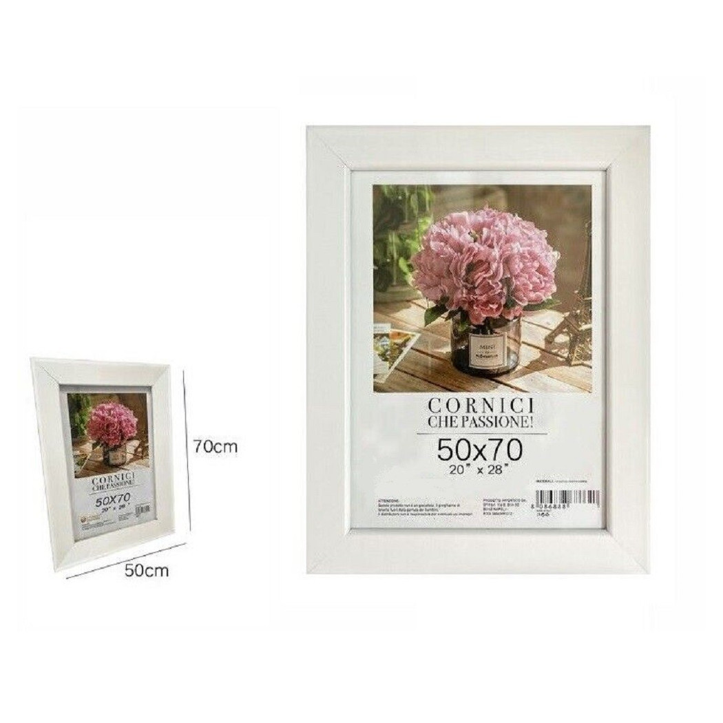 foto del prodotto trade shop cornice per foto poster quadri tele dimensioni 50 x 70 cm colore bianco 68671 