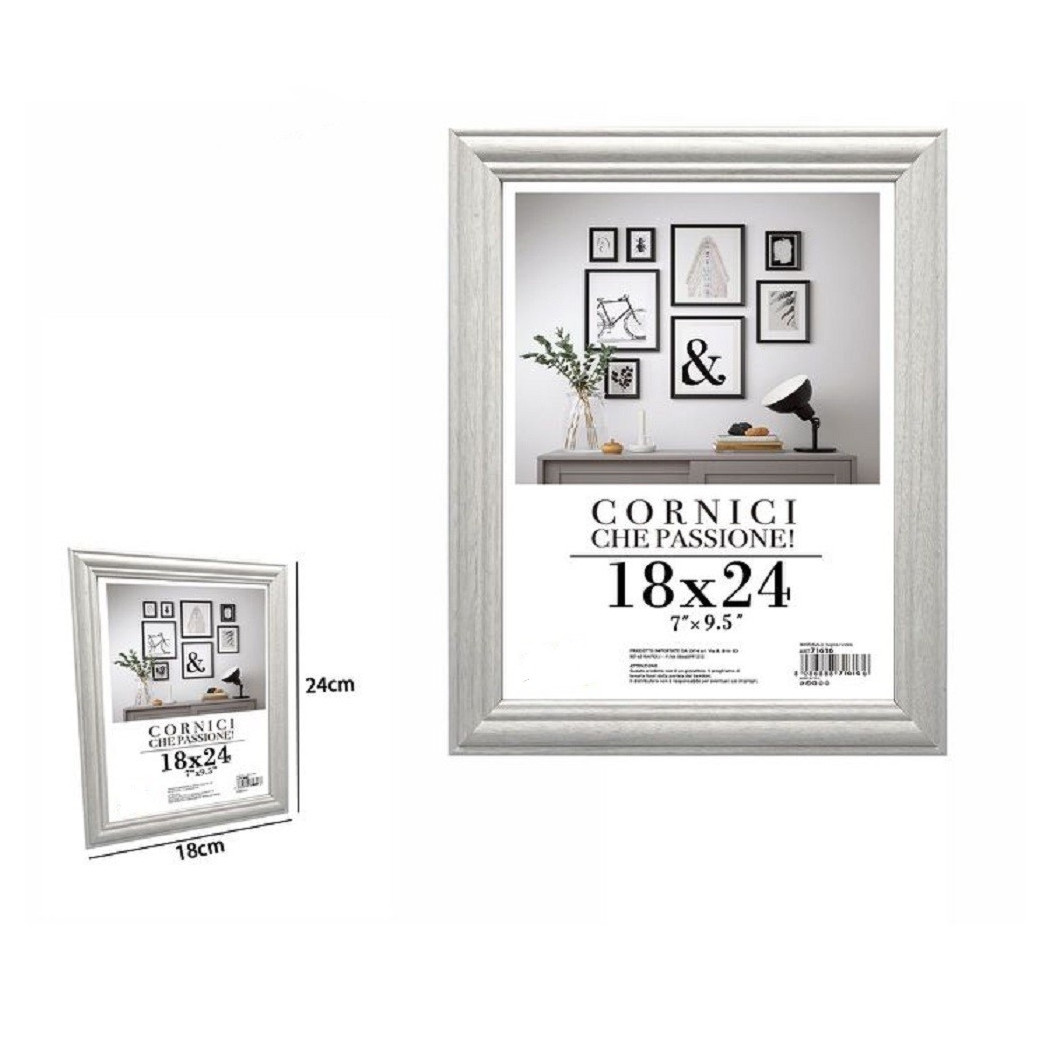 foto del prodotto trade shop cornice per fotografie quadri tele poster portafoto 18x24cm modello silver 71616 