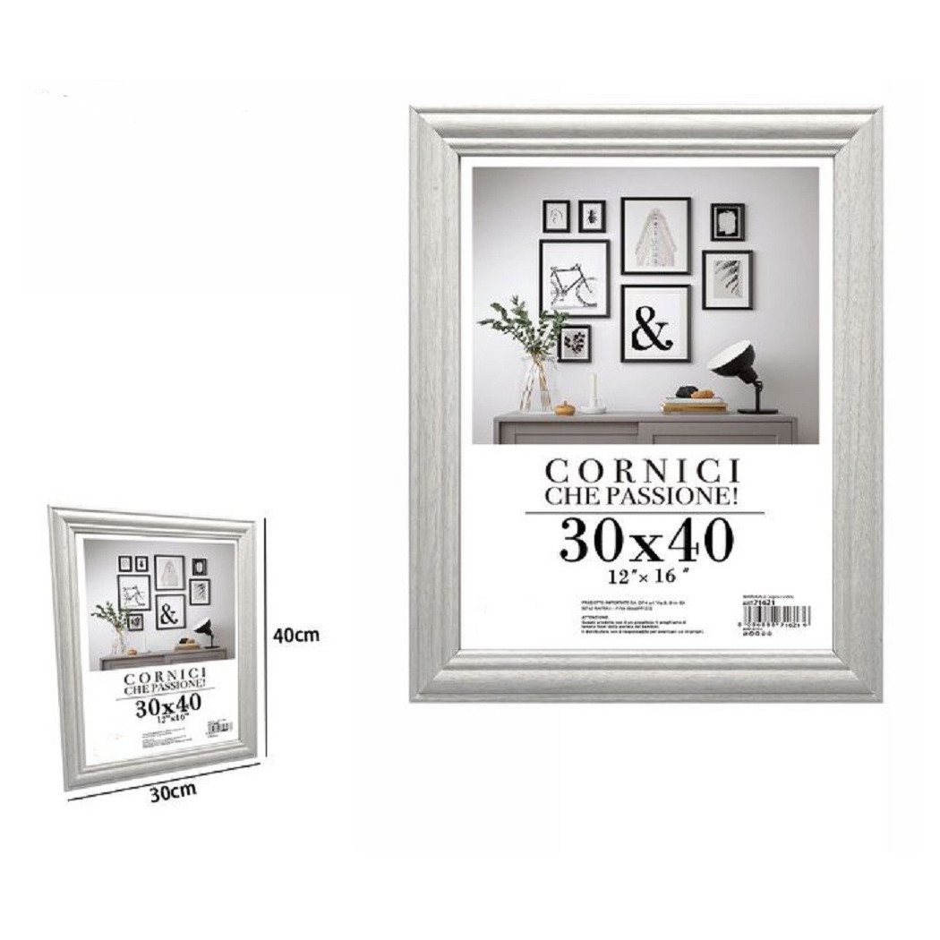 foto del prodotto trade shop cornice per fotografie quadri tele poster portafoto 30x40cm modello silver 71621 