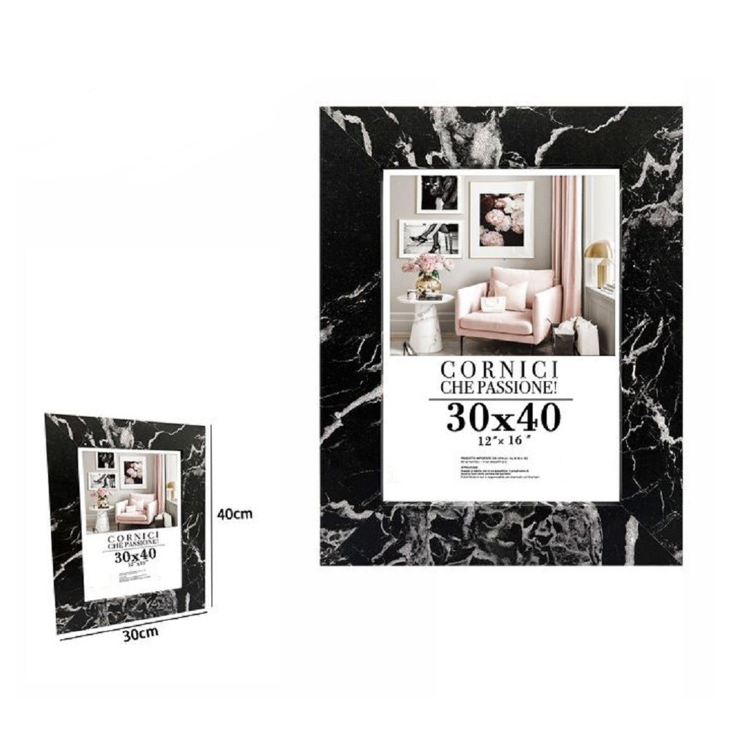 foto del prodotto trade shop cornice porta foto quadri tele poster 30 x 40cm modello effetto marmo nero 71675 