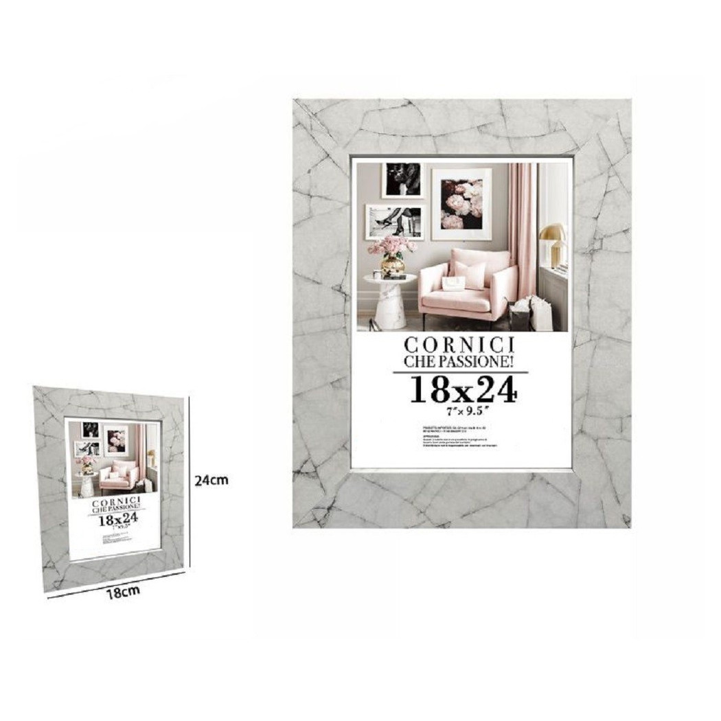 foto del prodotto trade shop cornice portafoto quadri tele poster 18x24 cm modello effetto marmo bianco 71652 