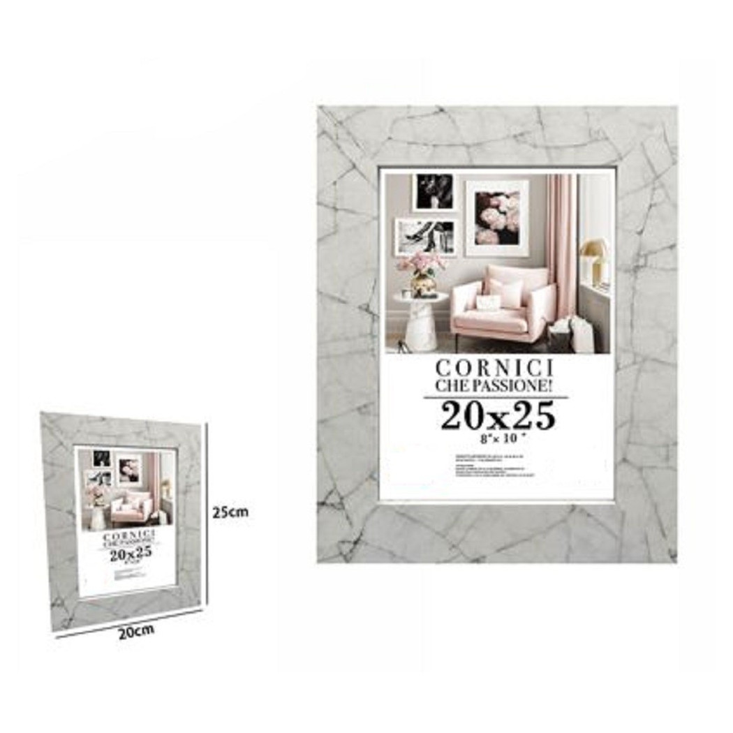 foto del prodotto trade shop cornice portafoto quadri tele poster 20x25 cm modello effetto marmo bianco 71653 