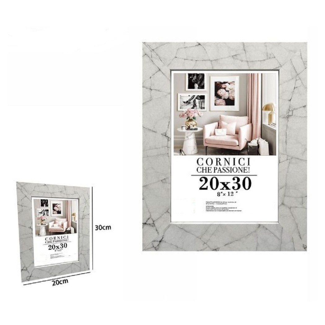 foto del prodotto trade shop cornice portafoto quadri tele poster 20x30 cm modello effetto marmo bianco 71654 