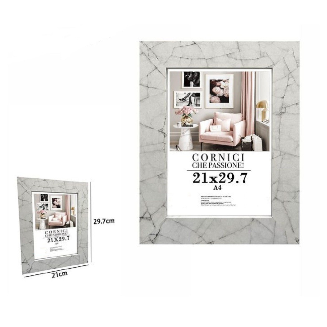 foto del prodotto trade shop cornice portafoto quadri tele poster 21x29.7cm modello effetto marmo bianco 71655 