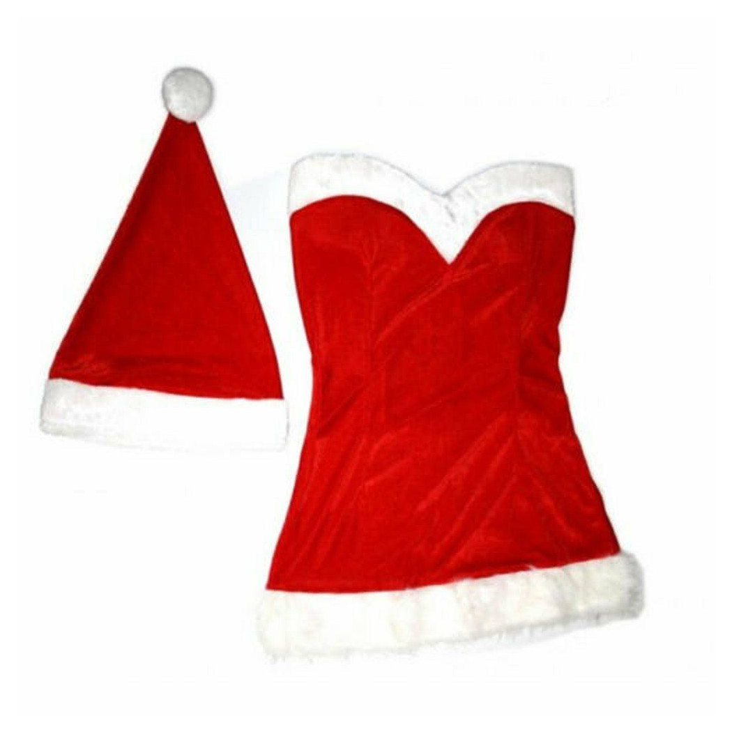 foto del prodotto trade shop costume natale completino sexy vestito completo da donna natalizio rosso 