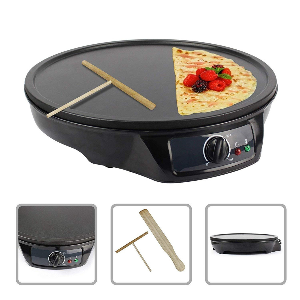foto del prodotto trade shop crepiera piastra antiaderente crepes piadine elettrica diametro 30 cm 1000 watt 
