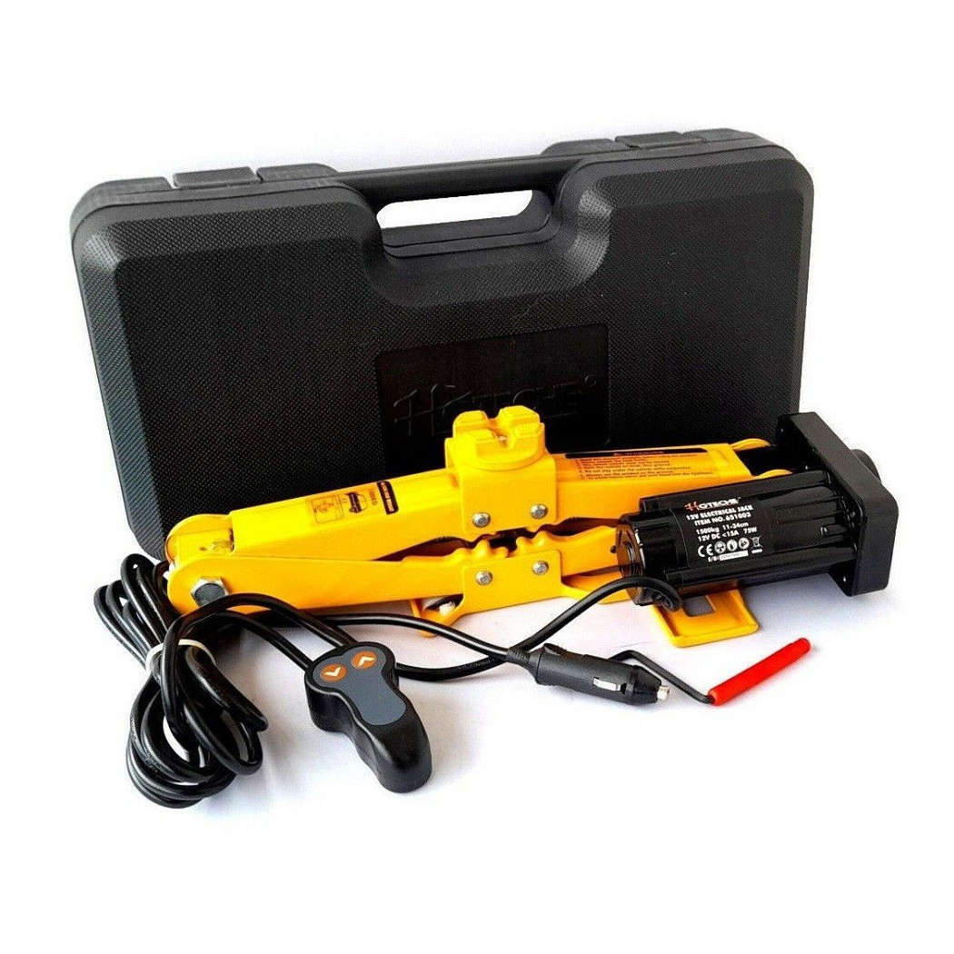 foto del prodotto trade shop cric crick a pantografo sollevatore auto elettrico 12v 75 w 1.5t art. 651003 