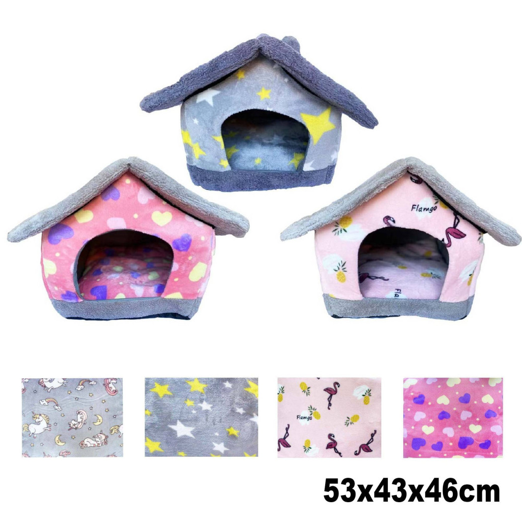 foto del prodotto trade shop cuccia morbida a forma di casetta per cane gatto animali 53x43x46cm tg. grande 