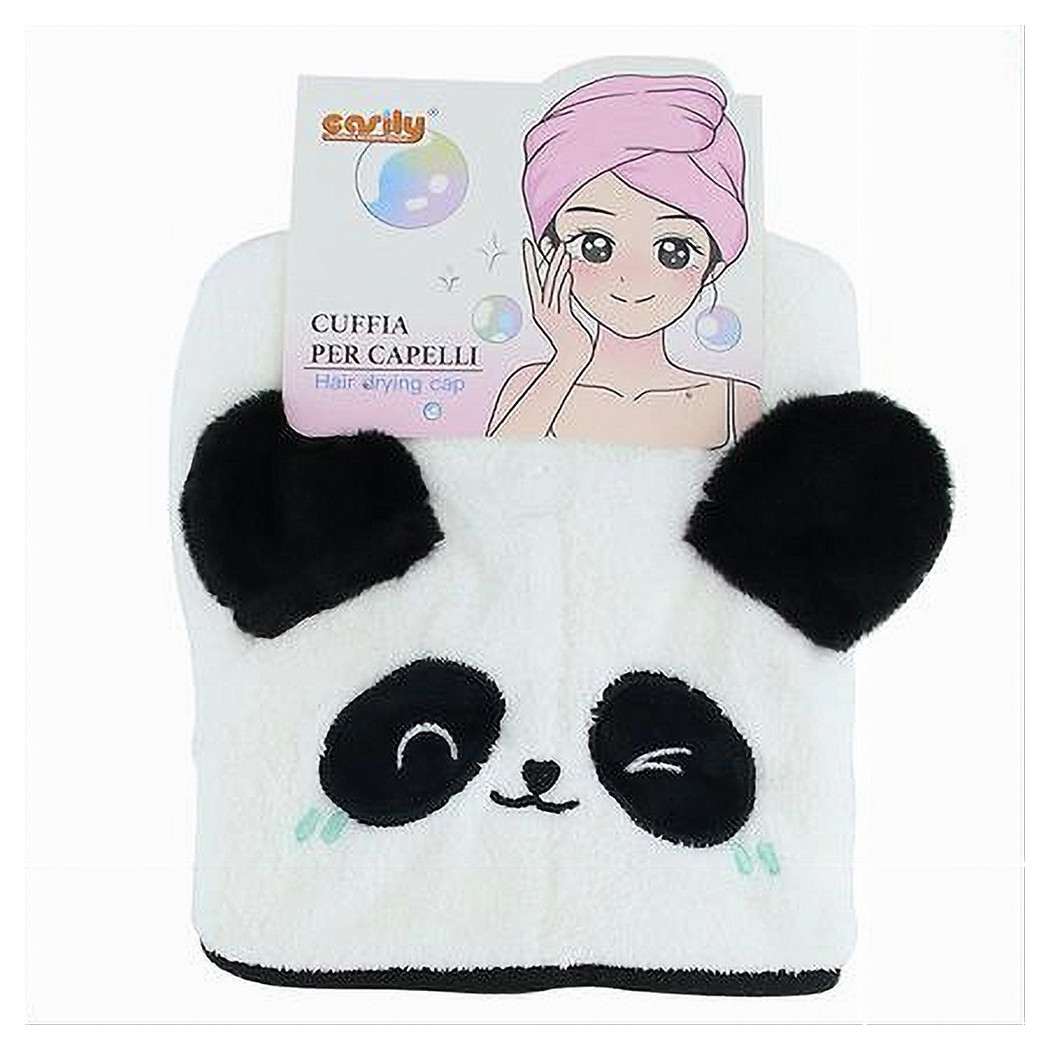 foto del prodotto trade shop cuffia per capelli asciugamano assorbente shampoo bagno doccia asciuga panda 10732 