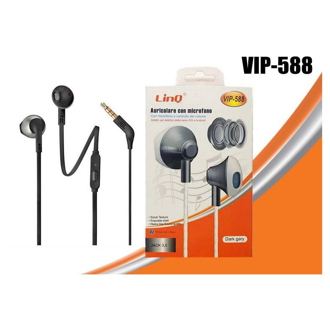 immagine 0 del prodotto trade shop cuffie auricolari smartphone controllo volume con microfono jack 3,5 mm vip 588 