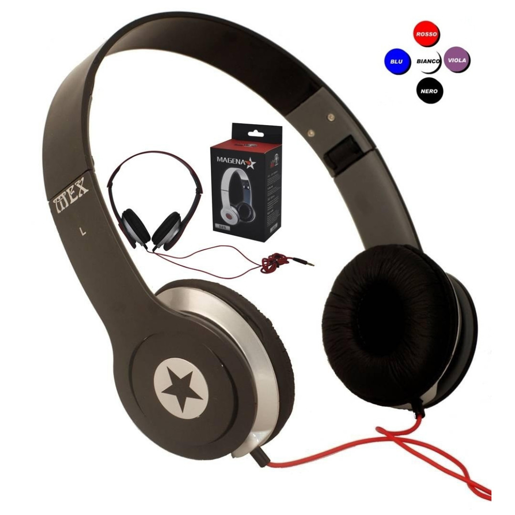 foto del prodotto trade shop cuffie magena d25 star stereo pc mp3 game cd dvd ipod sport musica balotelli 