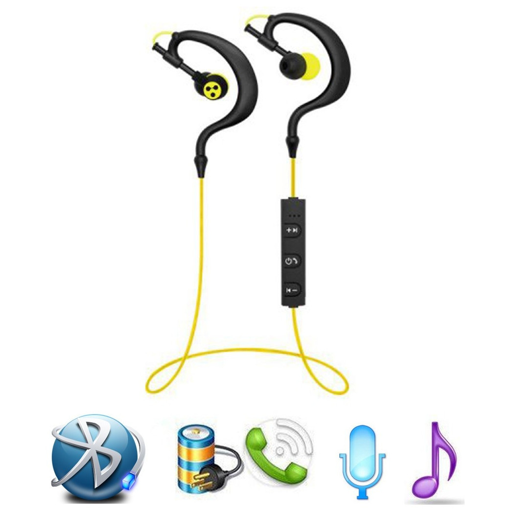 foto del prodotto trade shop cuffie sport stereo audio auricolari bluetooth smartphone cellulare earplug 
