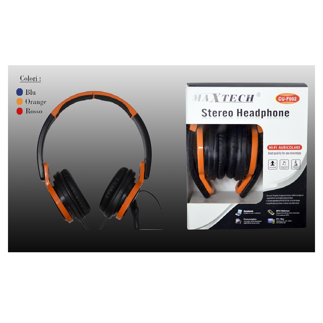 foto del prodotto trade shop cuffie stereo headphone hi fi auricolare antirumore per pc notebook mp3 maxtech cu f002 
