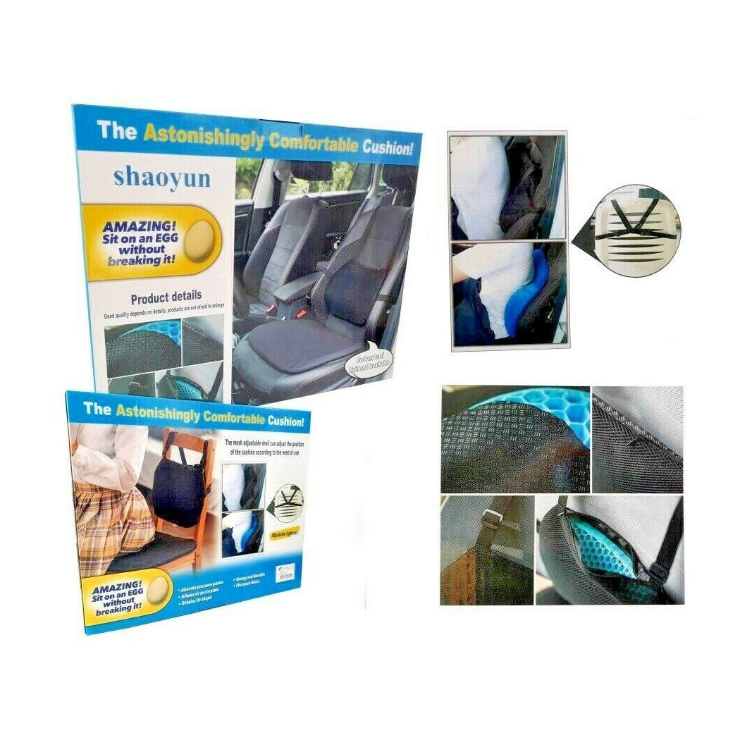 foto del prodotto trade shop cuscino sedia antidecubito in memory gel postura schiena ufficio auto esterno 