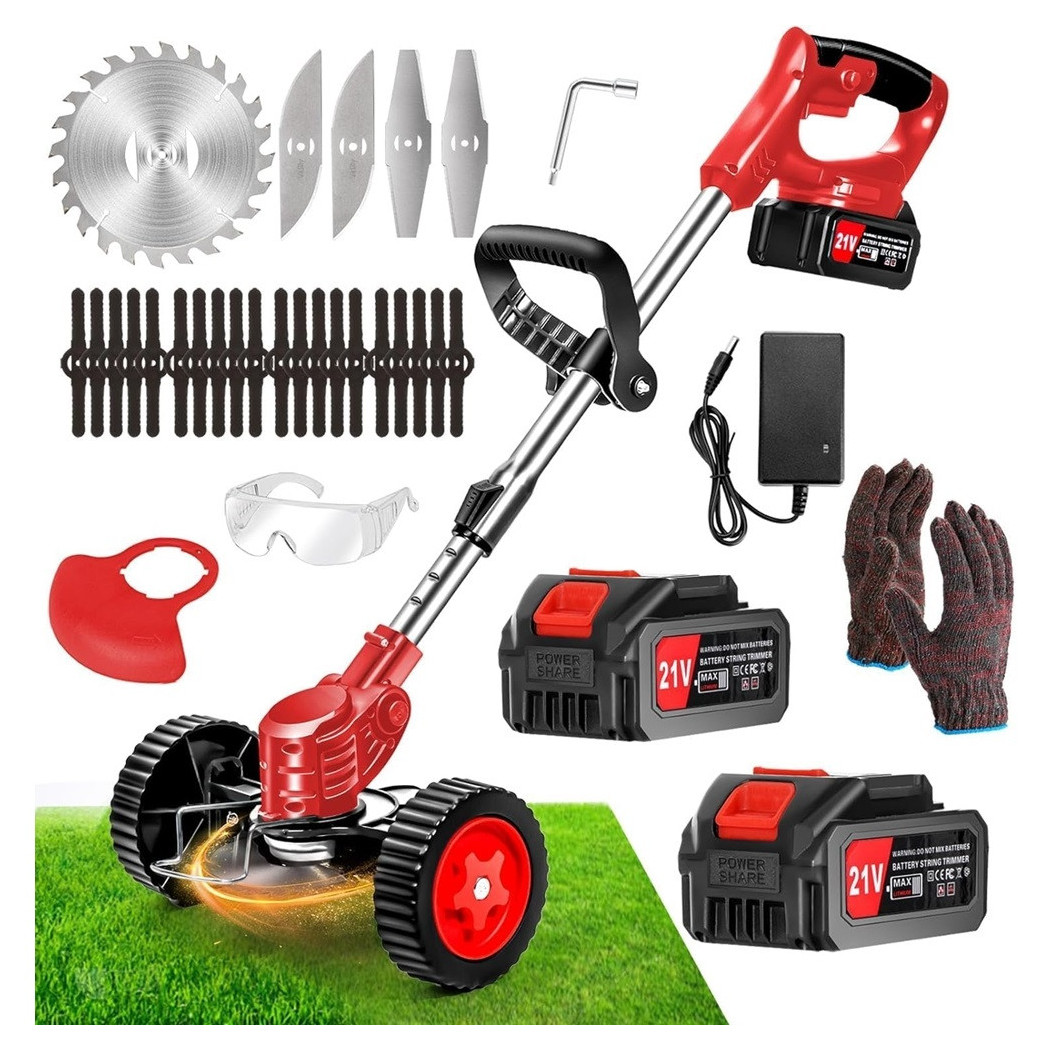 foto del prodotto trade shop - decespugliatore a batteria 21v tagliabordi elettrico altezza regolabile per giardini -