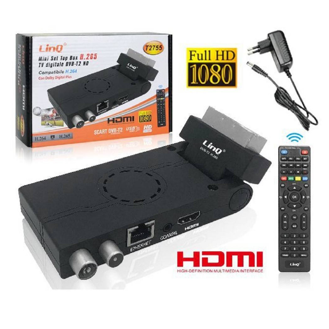 foto del prodotto trade shop decoder digitale terrestre dvb t2 scart con hdmi full hd con codec h.265 t2755 