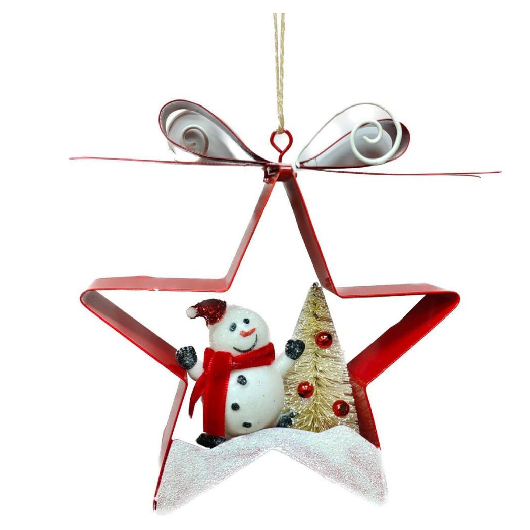 foto del prodotto trade shop decorazione natalizia albero di natale appendino pupazzo di neve stella 14.5cm 
