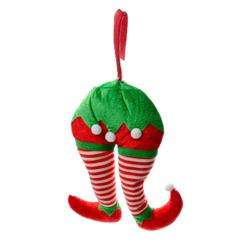 foto del prodotto trade shop decorazioni di natale gambe elfo righe addobbo per albero di natale dim. 15x20h 