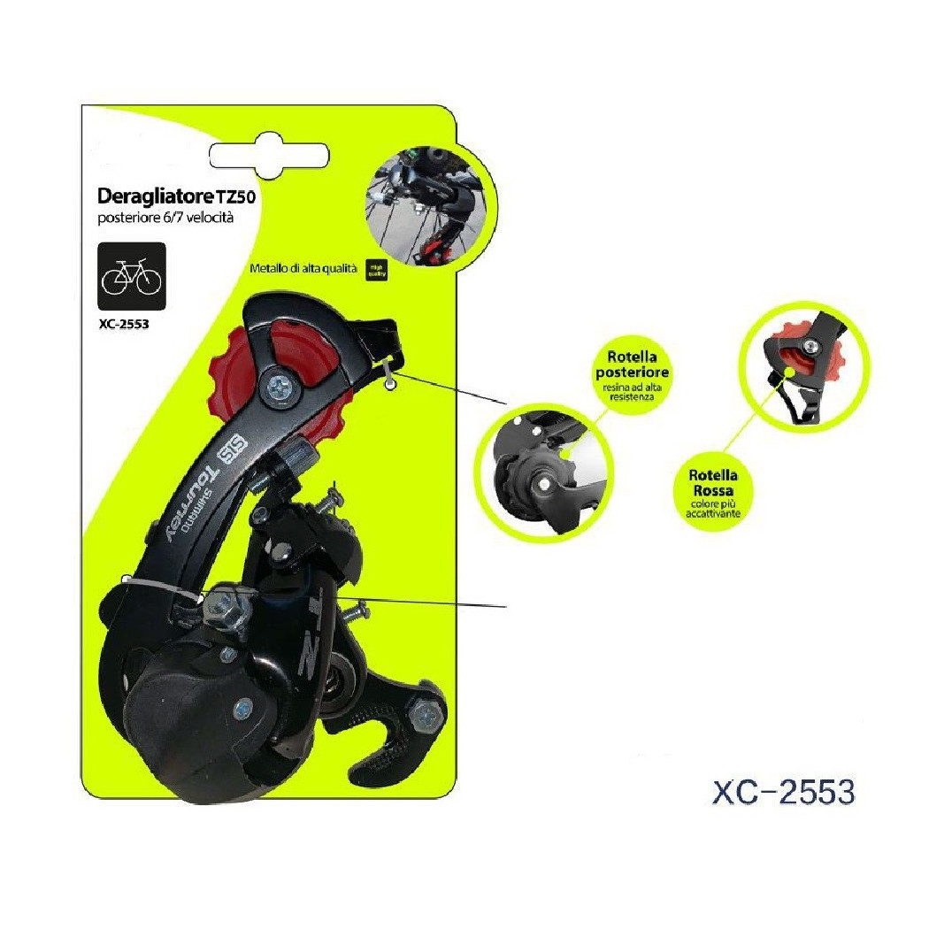foto del prodotto trade shop deragliatore tz50 posteriore 6 7 velocit in metallo per bicicletta bici xc 2553 