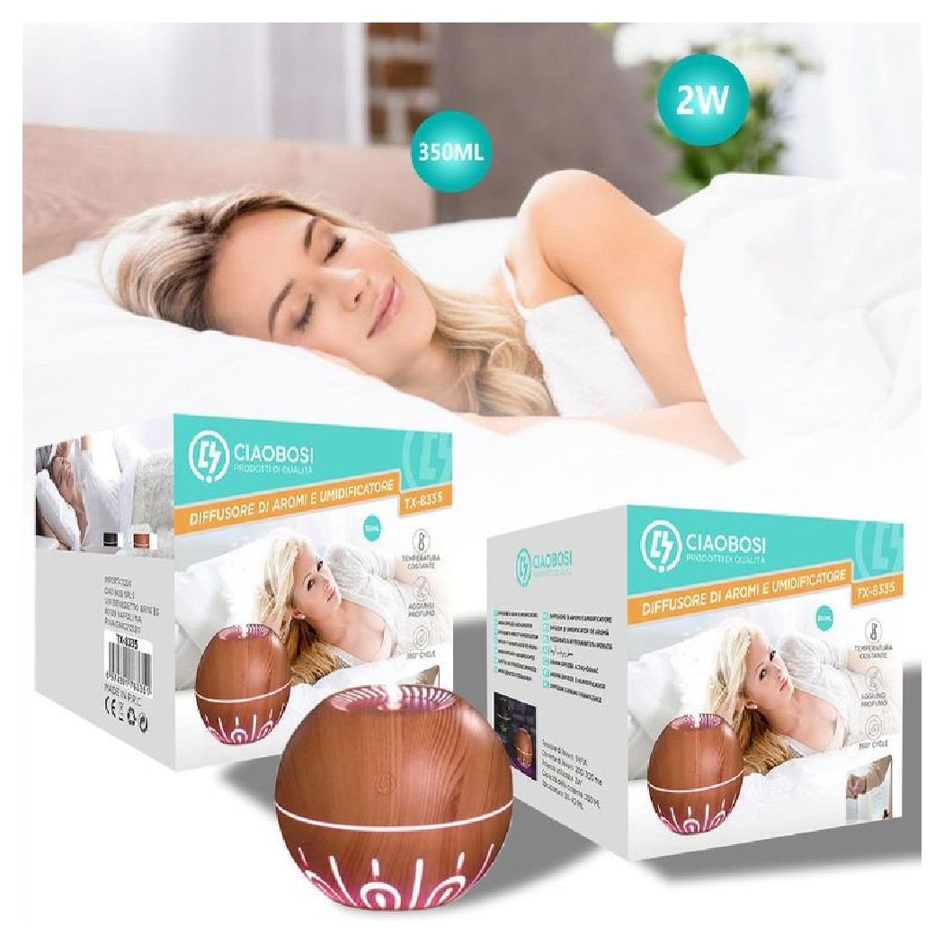foto del prodotto trade shop diffusore aromi umidificatore aria ultrasuoni 350ml 2w usb aromaterapia tx 8335 