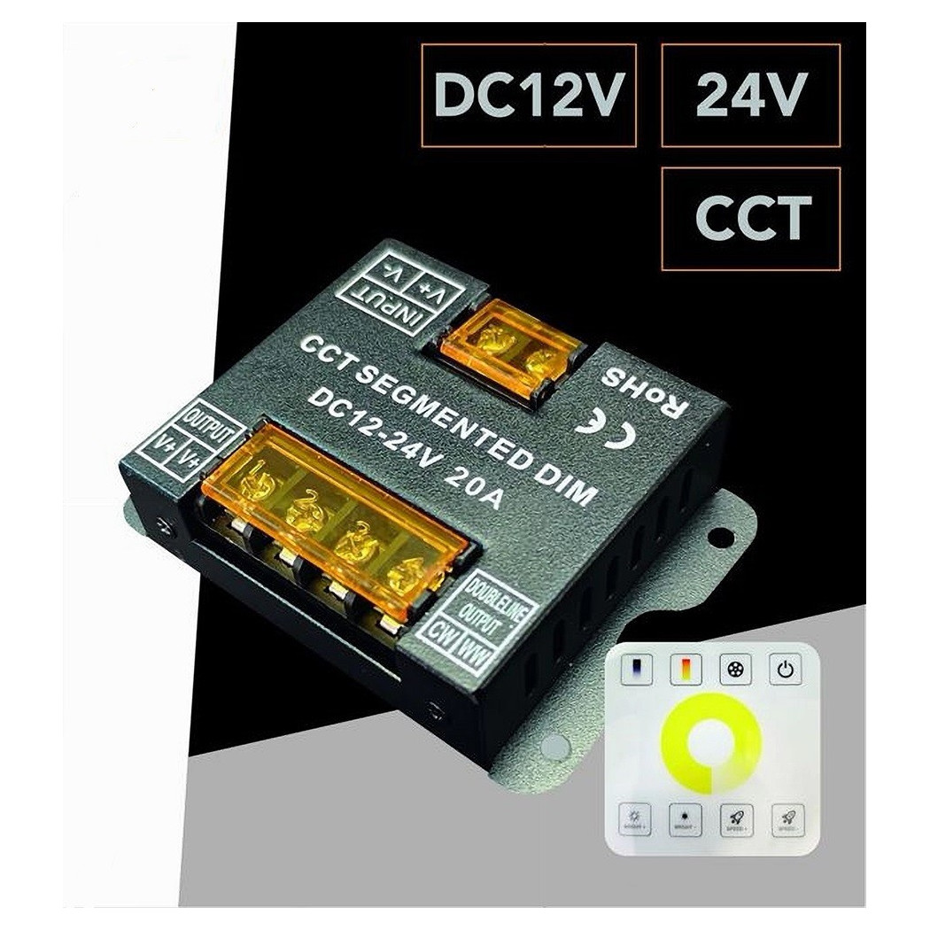 foto del prodotto trade shop dimmer driver cct per strisce led controller telecomando rf dc 12 24v rf 86 cct 