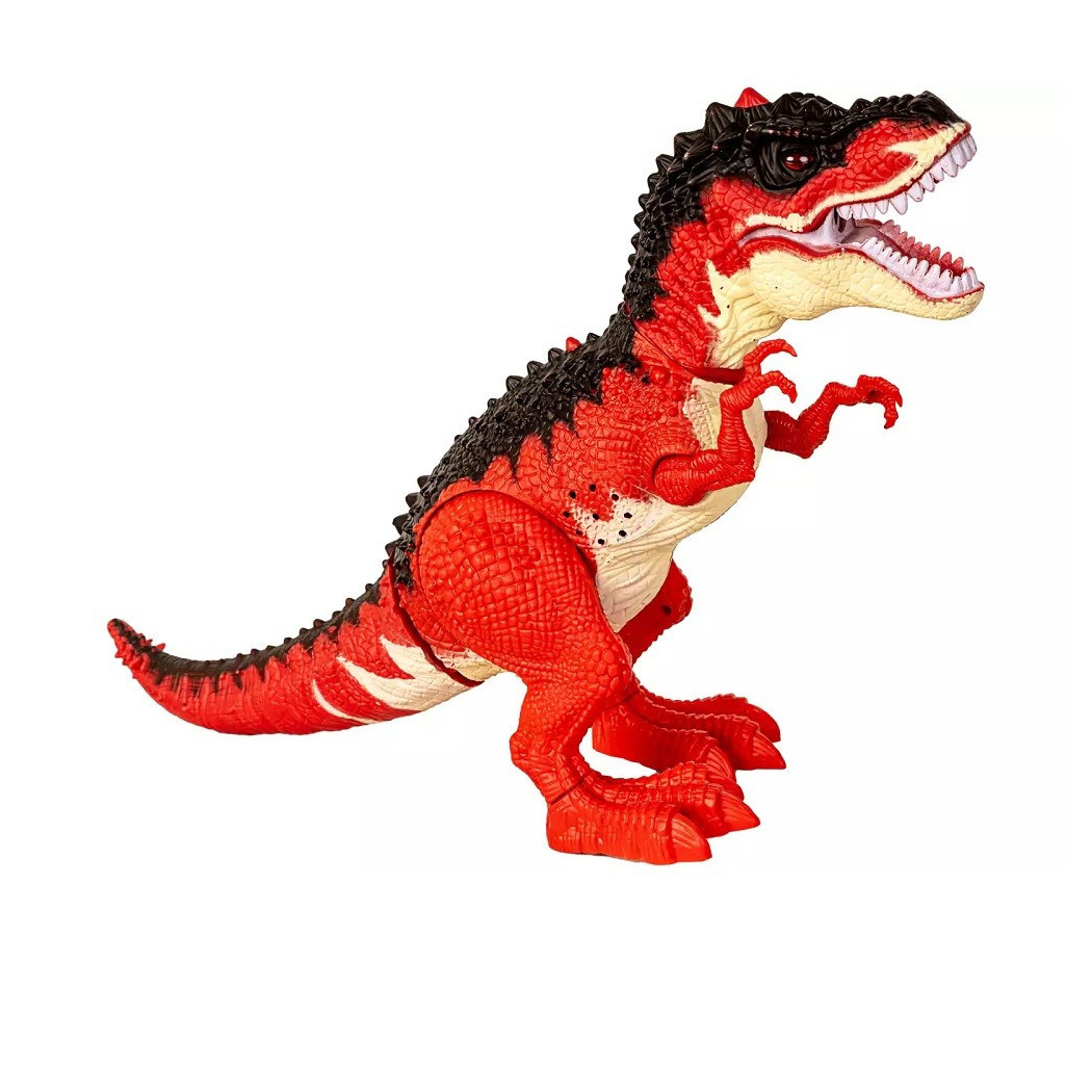 foto del prodotto trade shop dinosauro giocattolo rosso 34 cm con suoni cammina espelle vapore depone uova 