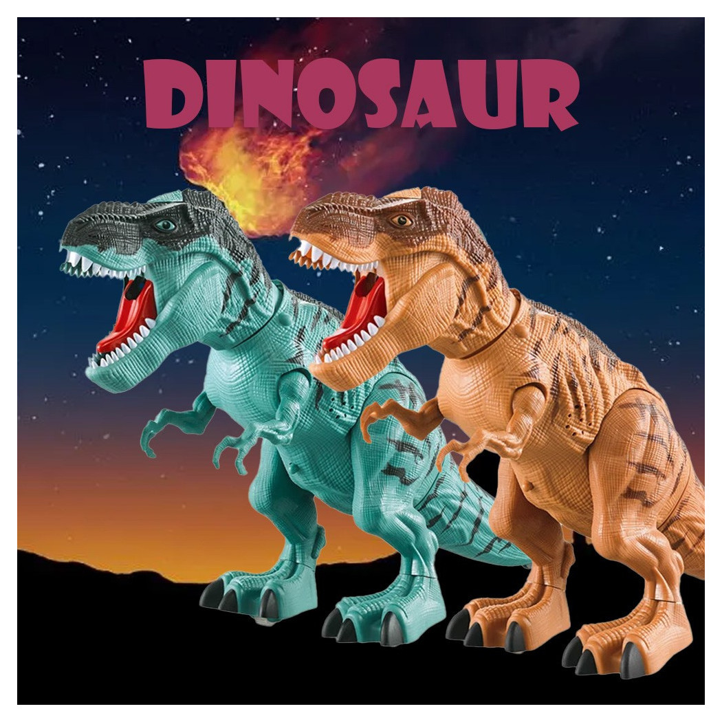 foto del prodotto trade shop dinosauro t rex gigante con suono e luci e cammina giocattolo bambini 2 colori 