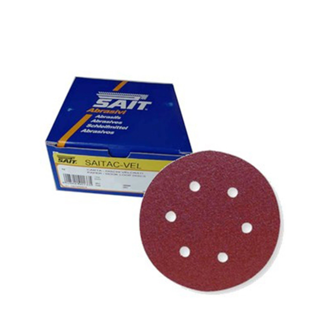 foto del prodotto trade shop dischi velcrati 150 mm sait in varie grane abrasivi per lavorazioni di carteggio grana p360 