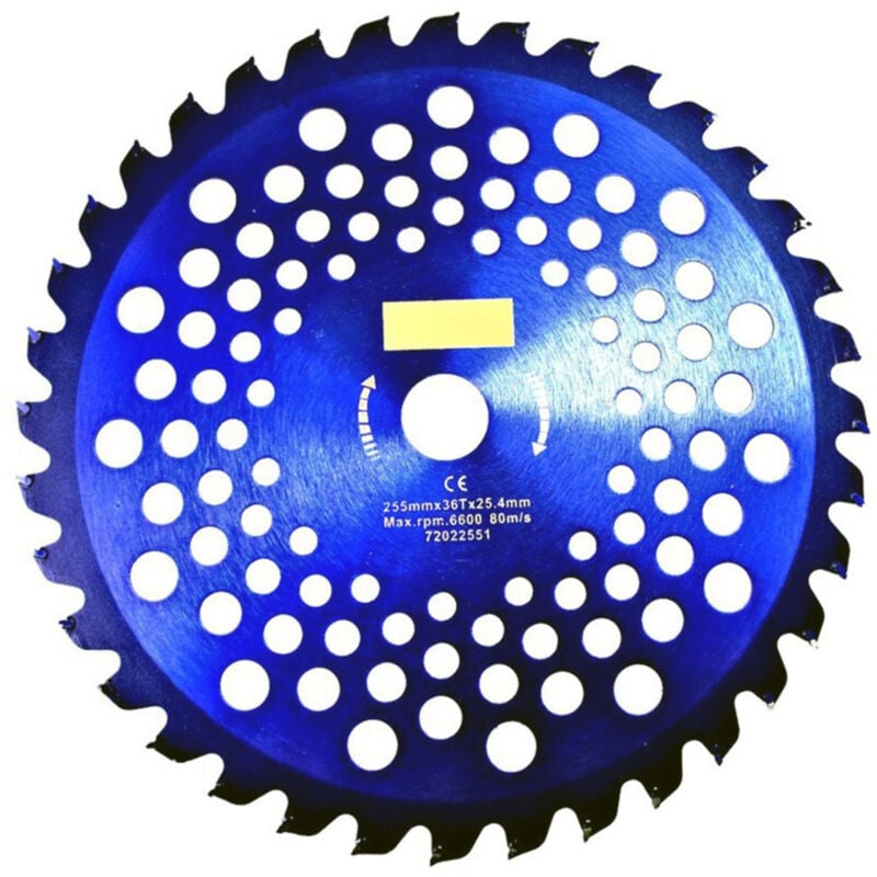 foto del prodotto trade shop disco decespugliatore lama acciaio per legno 255mm x 36t con fori raffreddamento 