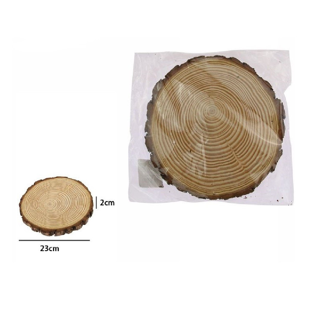foto del prodotto trade shop disco di legno base tronco decorativa per ornamento casa 23 x 2 cm rotondo 72114 