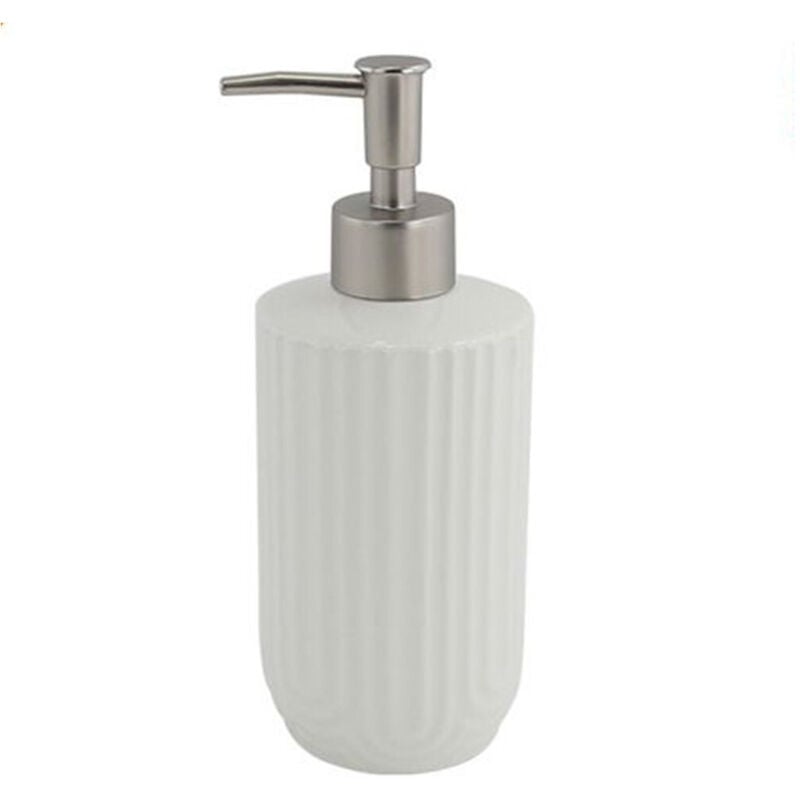 foto del prodotto trade shop dispenser distributore sapone liquido per arredo bagno in ceramica rigata bianca 87802 