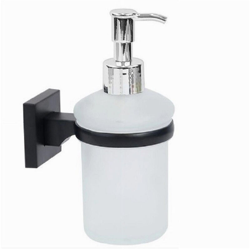 foto del prodotto trade shop dispenser dosatore erogatore sapone da muro parete nero in acciaio vetro bagno 