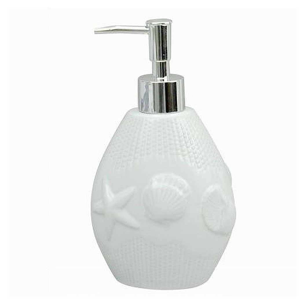 foto del prodotto trade shop dispenser porta sapone liquido arredo bagno bianca decorata stile marino 79281 