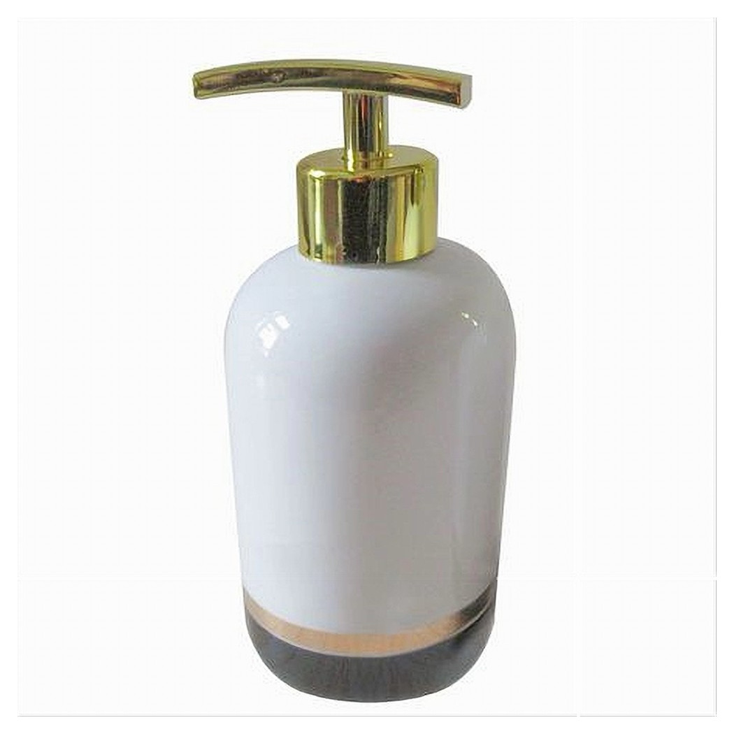 foto del prodotto trade shop dispenser porta sapone liquido bianco riga bassa dorata nera arredo bagno 59867 