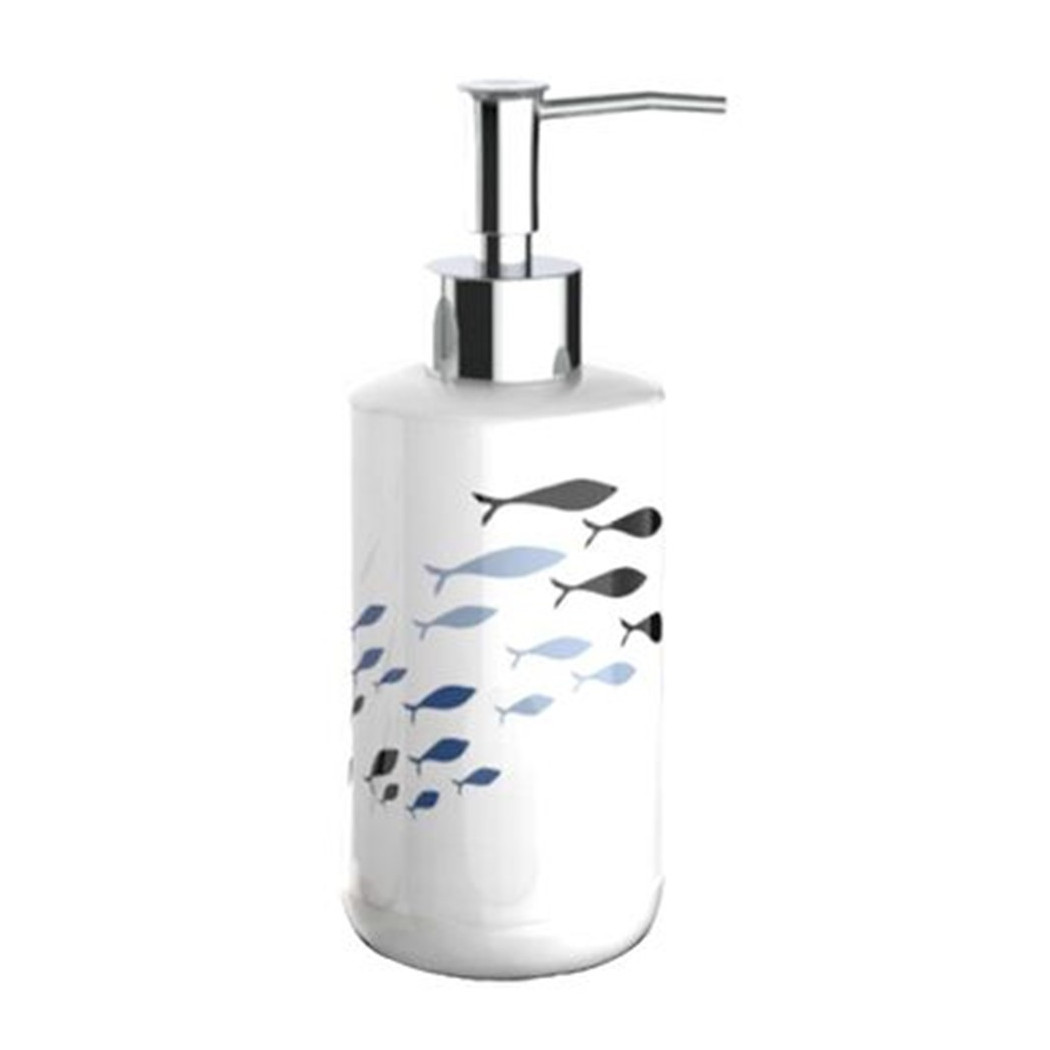 foto del prodotto trade shop dispenser porta sapone liquido in ceramica con pesciolini accessorio bagno 69875 