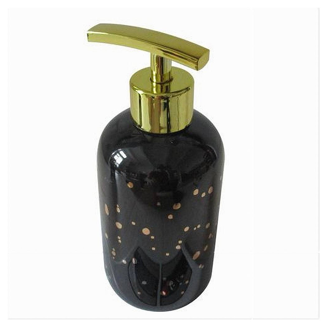 foto del prodotto trade shop dispenser porta sapone liquido nero macchiato dorato bagno moderno arredo 59926 