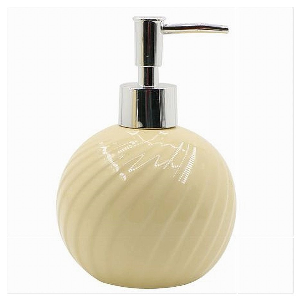 foto del prodotto trade shop dispenser porta sapone liquido sferico ceramica rigata gialla arredo bagno 79960 