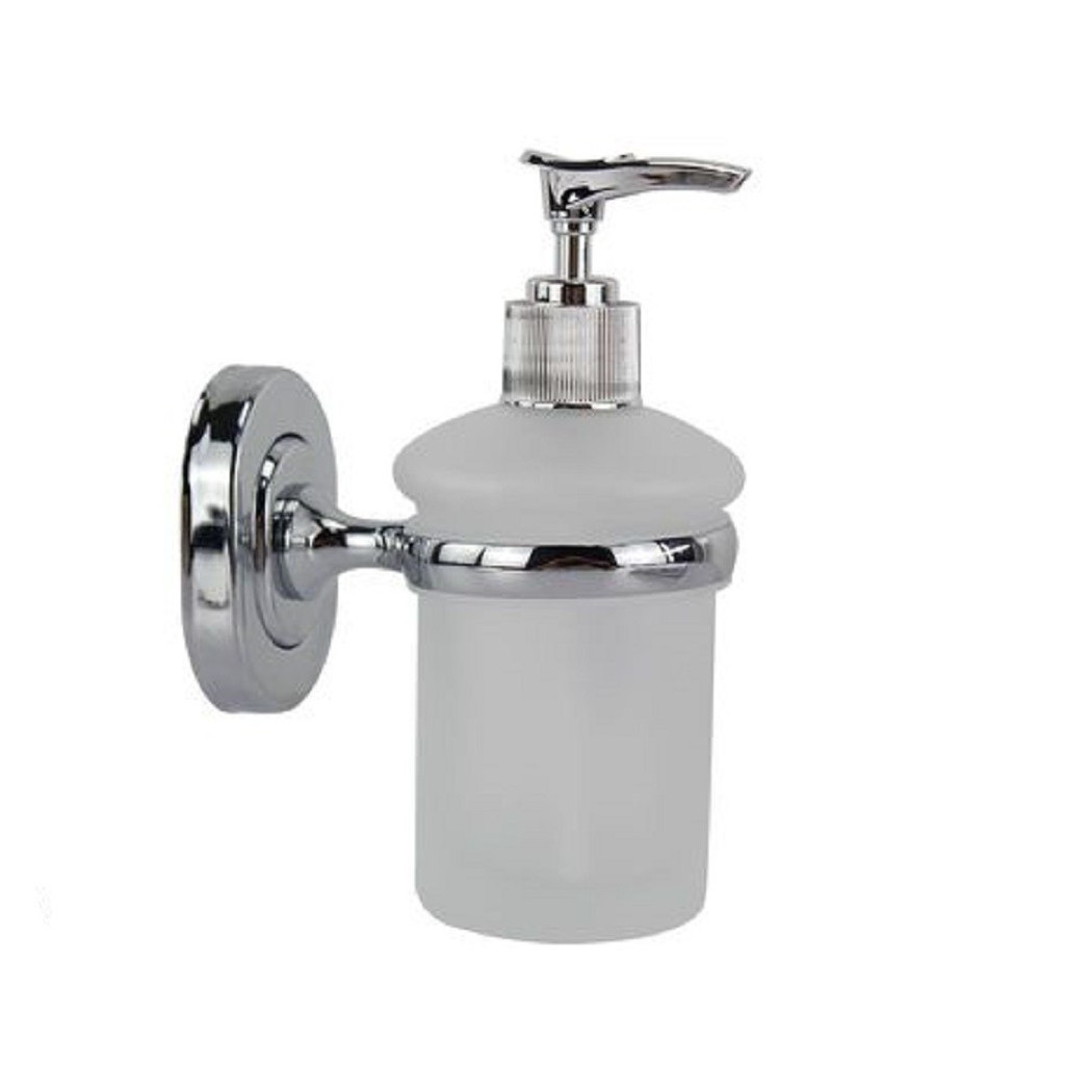 foto del prodotto trade shop dispenser portasapone liquido vetro satinato fissaggio a parete bagno 15cm 69181 