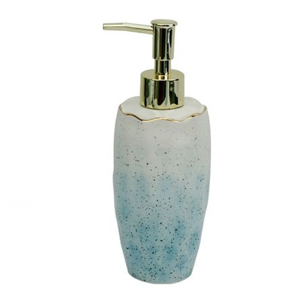 foto del prodotto trade shop dispenser sapone liquido bagno bianco azzurro con effetto pietra dosatore 79271 