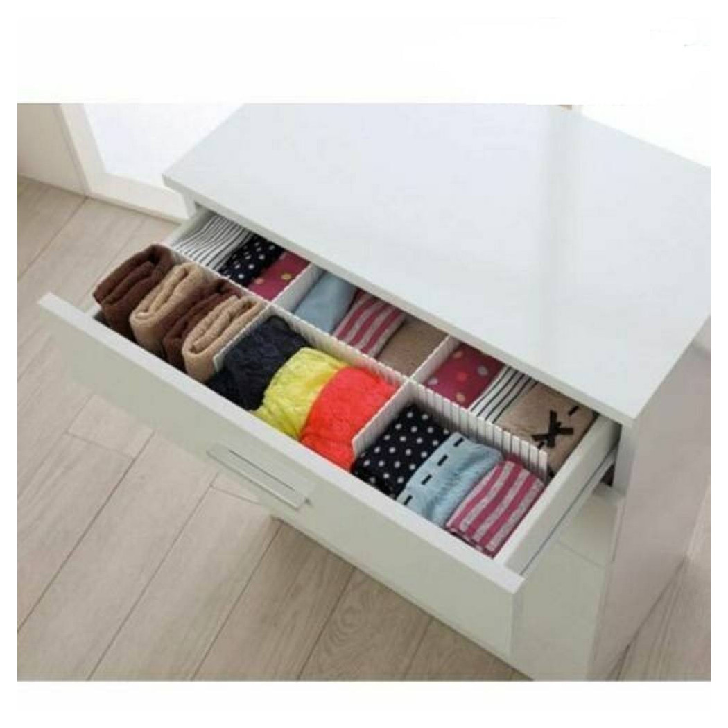 foto del prodotto trade shop divisorio per cassetti set divisore 3 pezzi separatore in plastica bianco 