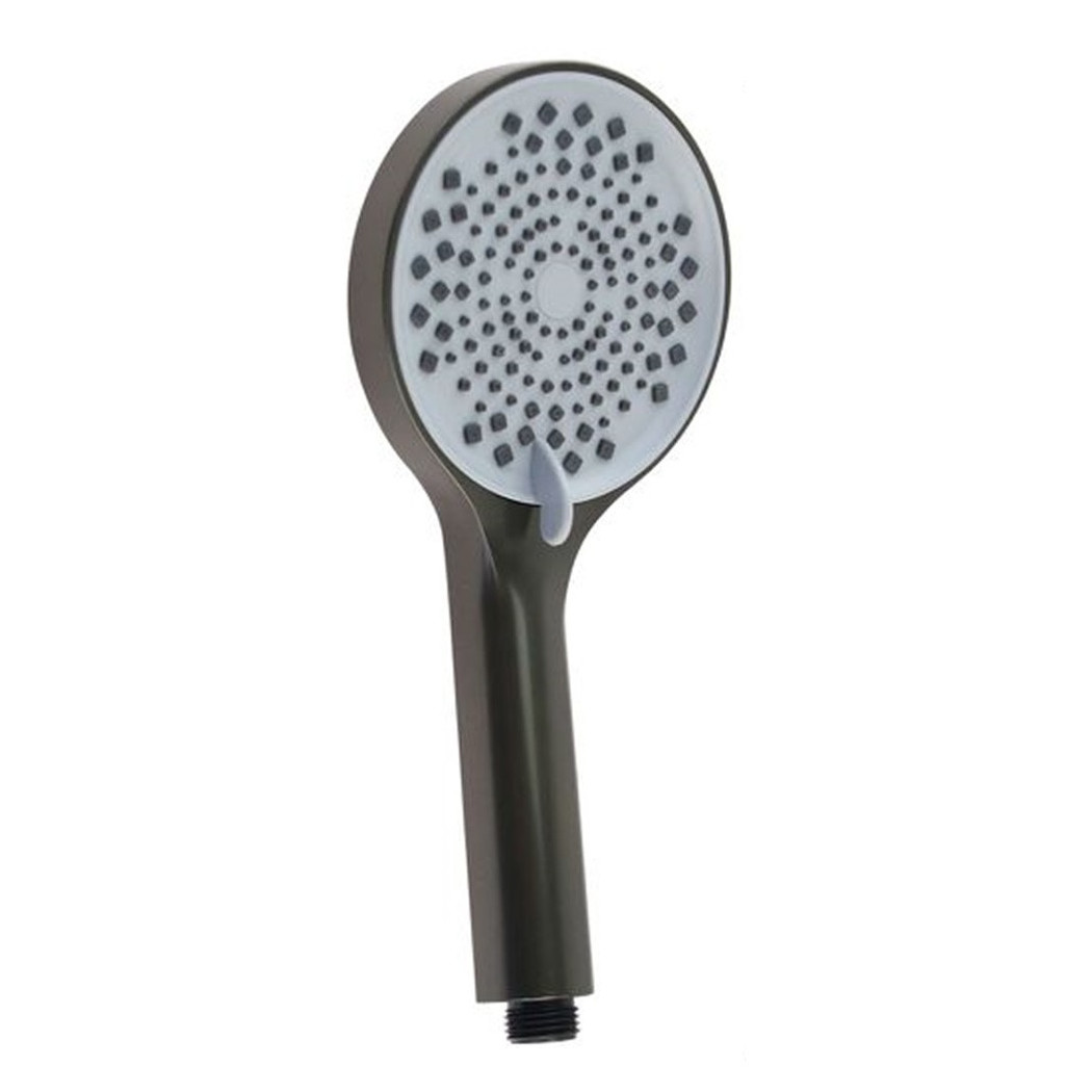 foto del prodotto trade shop doccetta soffione doccia regolabile multigetto 25x12cm 87134 tondo bagno nero grigio 
