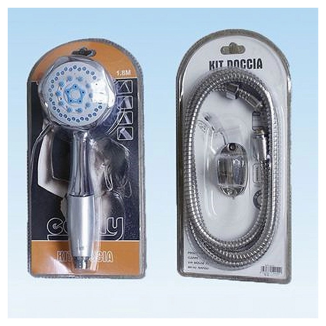 foto del prodotto trade shop doccetta soffione per doccia a telefono con tubo 1,8mt supporto muro bagno 52040 
