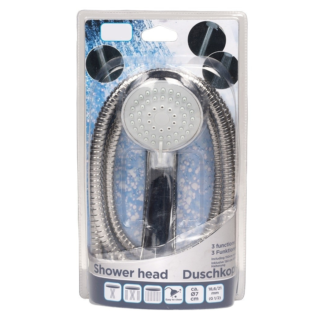 foto del prodotto trade shop doccetta telefono doccia diametro 7cm con tubo flessibile acciaio 150cm 